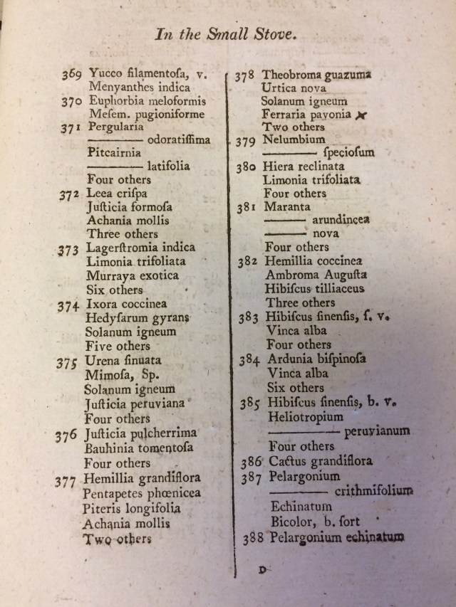 This page contains the only mark of use: a cross by the Ferraria pavonia (now Tigridia pavonia) in lot 378. Did the catalogue's owner bid for this exotic plant? 